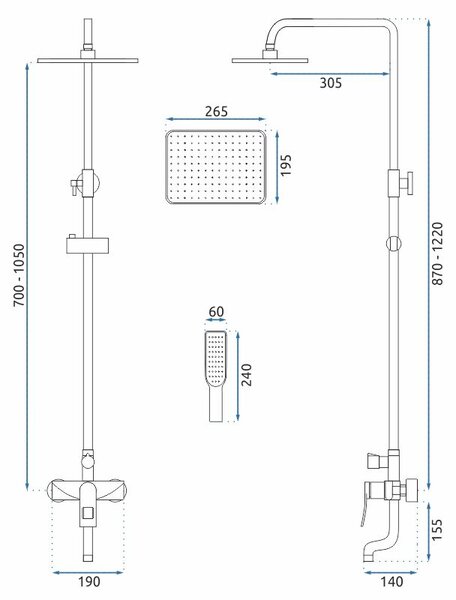 Shower set REA SOUL Gold