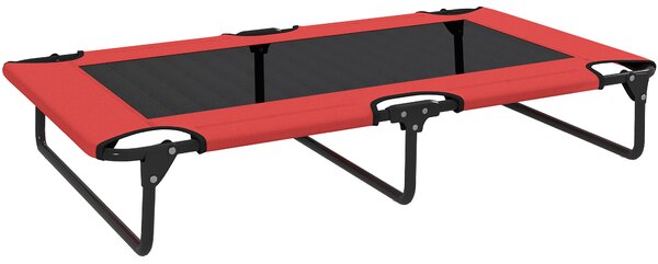PawHut Portable Raised Dog Bed, Elevated Pet Cot with Breathable Mesh for Indoor Outdoor, for Large Dogs, Red