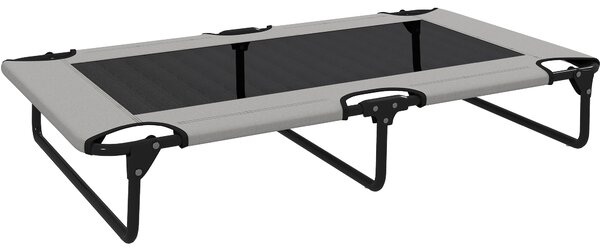 PawHut Portable Raised Dog Bed, Elevated Pet Cot with Breathable Mesh for Indoor Outdoor, for Large Dogs, Light Grey