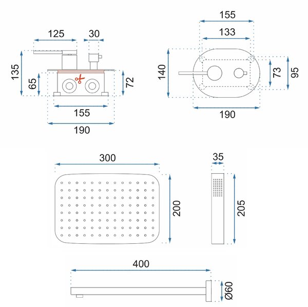 Shower set REA OVAL Chrom BOX