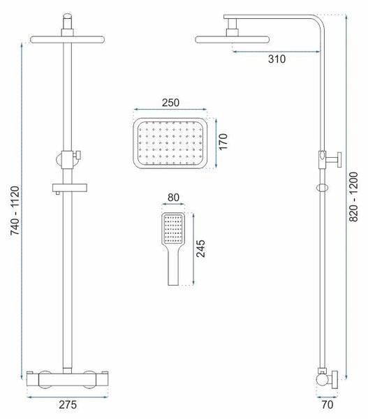 Shower set REA Tom gold