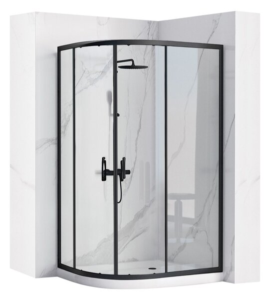 Shower enclosure REA Look Black 80x100 + Shower tray Look White