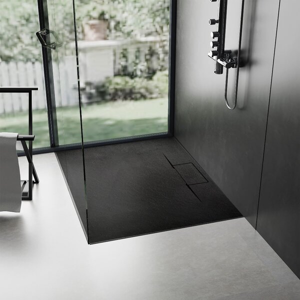 Shower tray Bazalt long Black 80x120