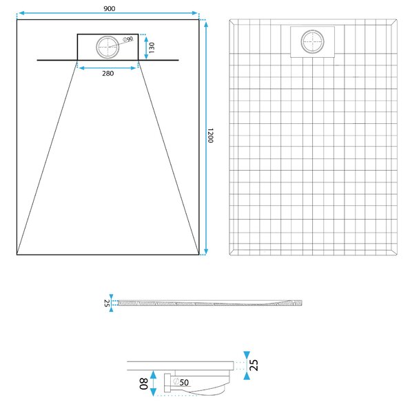 Shower tray Bazalt Black 90x120