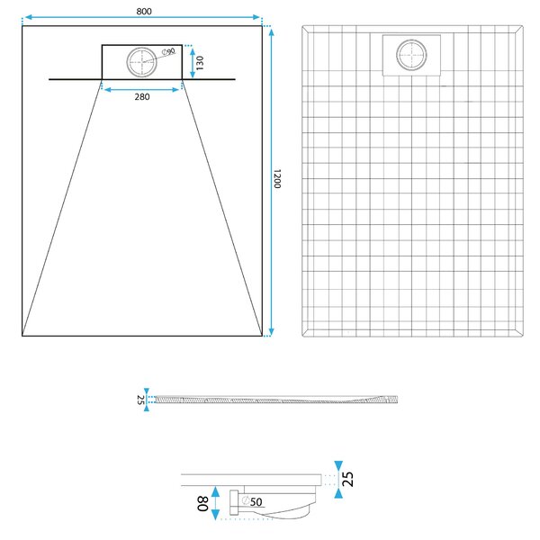 Shower tray Bazalt White 80x120