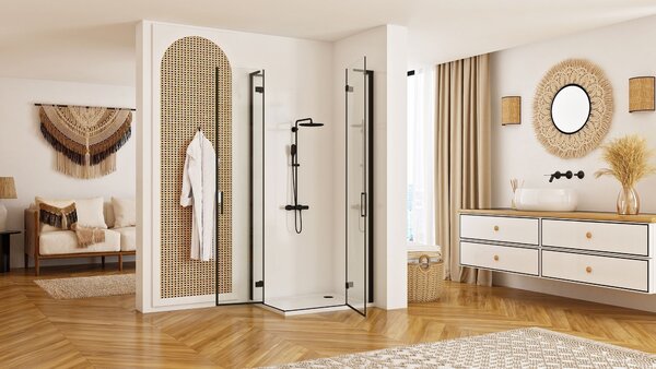 Shower enclosure REA Hugo Double Black 80x100