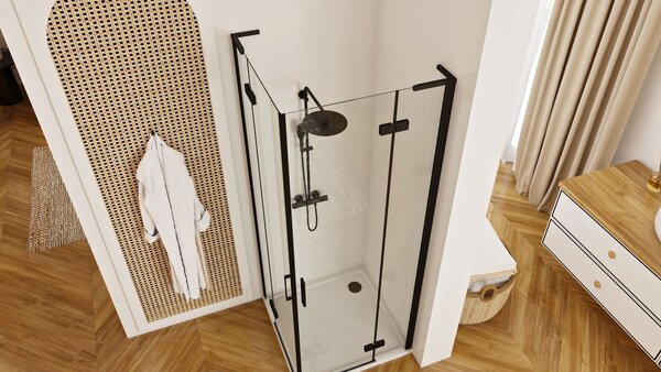 Shower enclosure REA Hugo Double Black 80x100