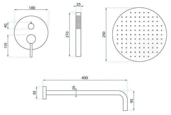 Shower system Rea Foss Clif Titan + BOX