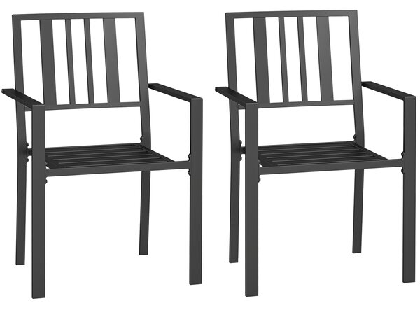 Outsunny Metal Slatted Dining Chairs: Durable, Weather-Resistant Seating for Patios, Sleek Black Finish Aosom UK