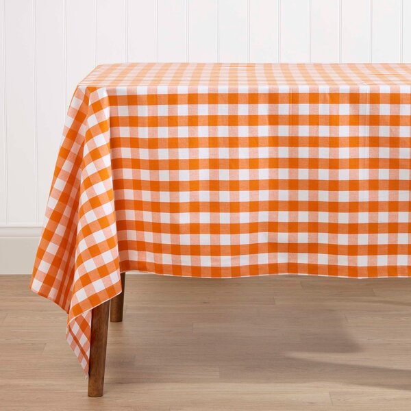 Homescapes Orange Block Check Gingham Tablecloth, 54 x 54 Inches