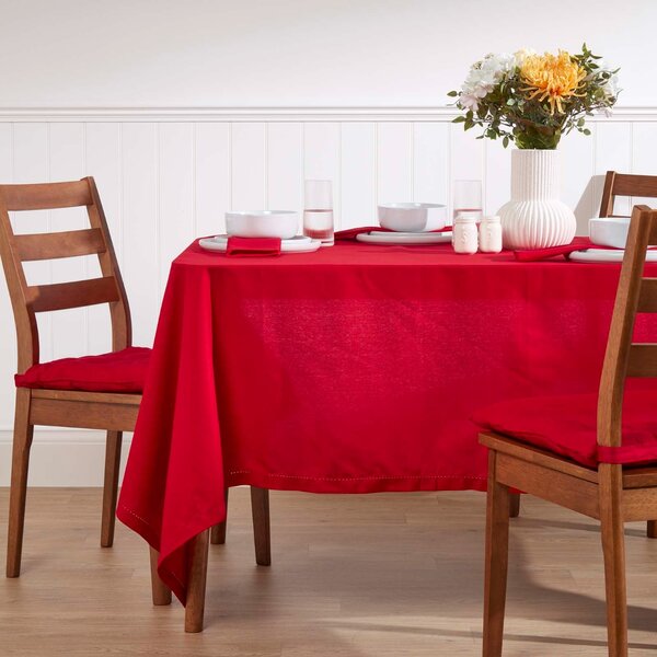 Homescapes Plain Cotton Red Tablecloth, 54 x 54 Inches