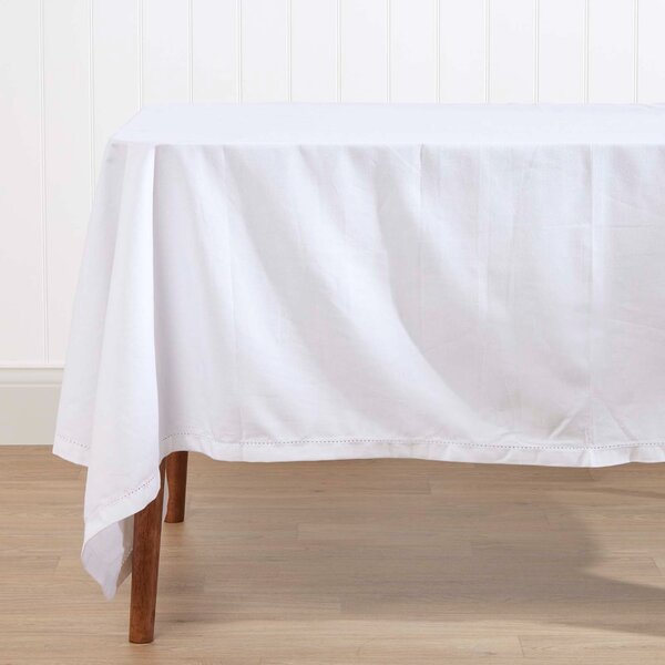 Homescapes Plain Cotton White Tablecloth, 54 x 54 Inches