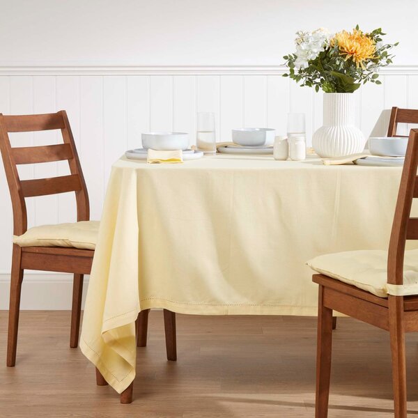 Homescapes Plain Cotton Cream Tablecloth, 54 x 54 Inches