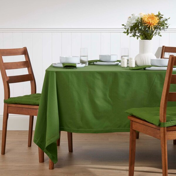 Homescapes Plain cotton Dark Olive Tablecloth, 54 x 54 Inches