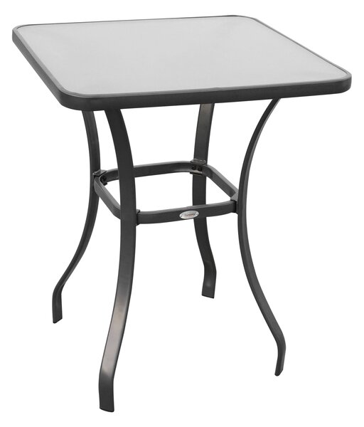 Outsunny Bar Table Bistro Square Glass Dining Kitchen Breakfast Pub Party Metal Garden Café Coffee Garden Table