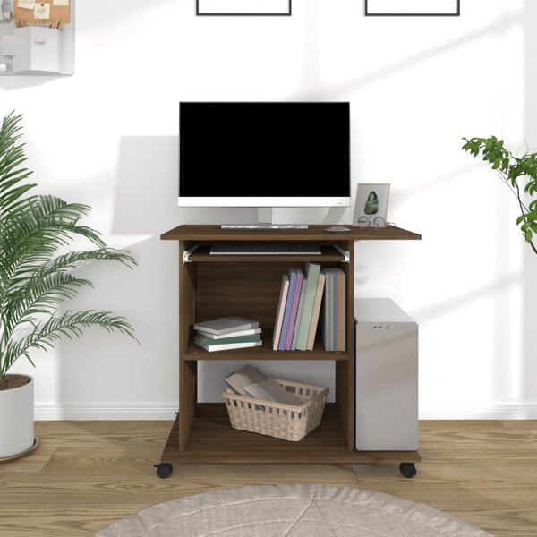 Computer Desk Brown Oak 80x50x75 cm Engineered Wood