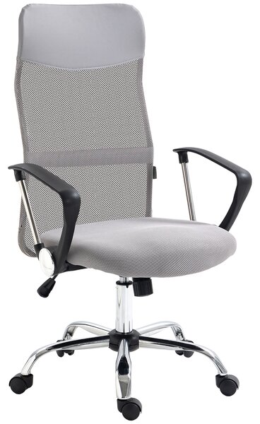 Vinsetto Comfortable Ergonomic Office Chair, Adjustable Mesh Back with Tilt Function, Modern Design, Light Grey