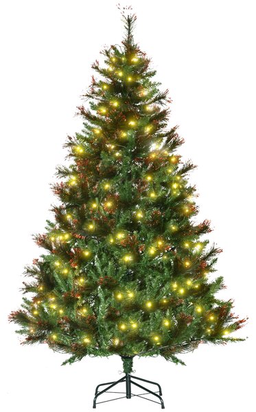 HOMCOM 1.8m Prelit Christmas Tree Artificial Tree, Metal Stand-Green