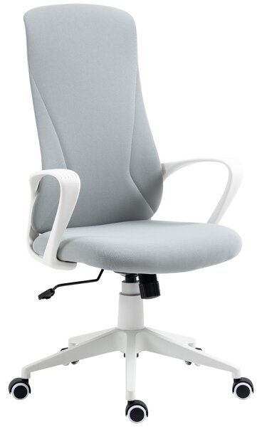Vinsetto High-Back Office Chair, Elastic Desk Chair with Armrests, Tilt Function, Adjustable Seat Height, Light Grey