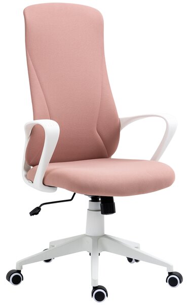 Vinsetto Elastic High-Back Office Chair with Armrests, Tilt & Adjustable Seat Height, Comfortable Desk Chair, Pink