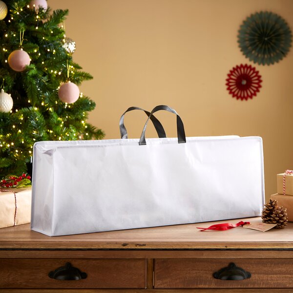 Woven White Gift Wrap Storage Bag White