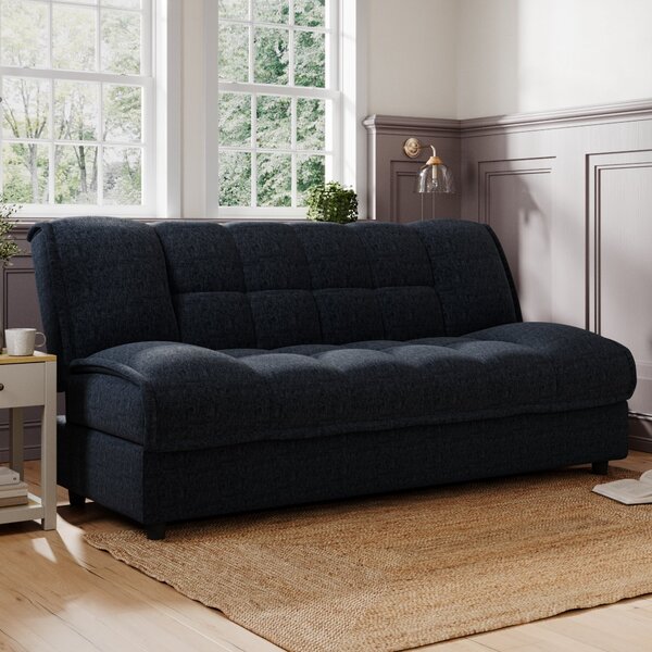 Return - Emery Squish Soft Chenille Clic Clac Storage Sofa Bed, Navy