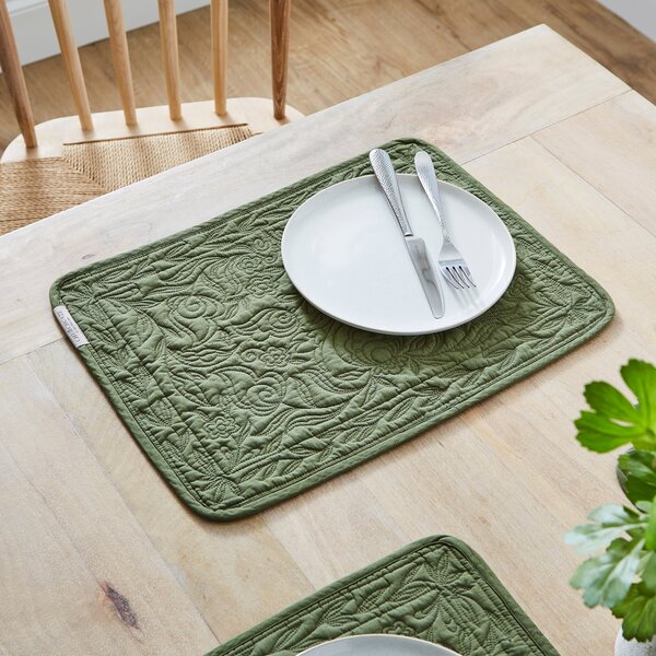 Churchgate Morcott Set of 2 Quilted Placemats Olive (Green)