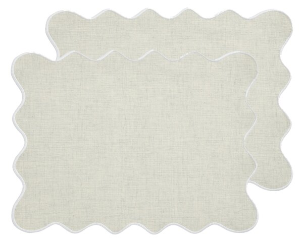 Scalloped Set of 2 Placemats Natural