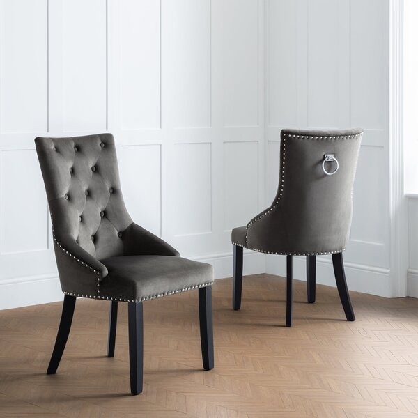 Veneto Set Of 2 Knockerback Dining Chairs Grey