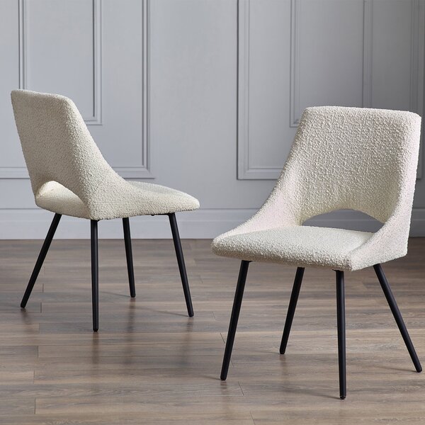 Iris Set Of 2 Dining Chairs, Boucle Off-White