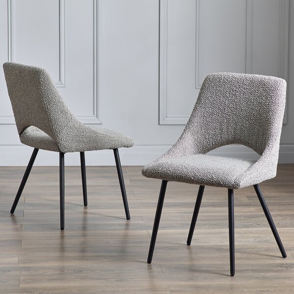 Iris Set Of 2 Dining Chairs, Boucle Grey