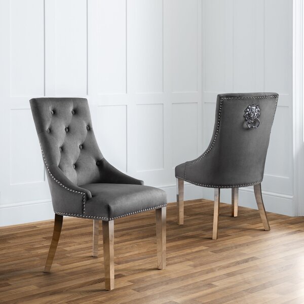 Gladstone Set Of 2 Lion Head Dining Chairs Grey