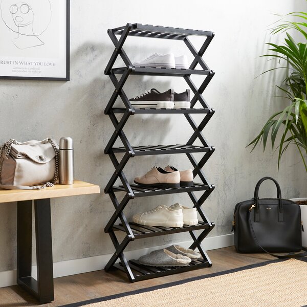 7 Tier Bamboo Shoe Rack Black