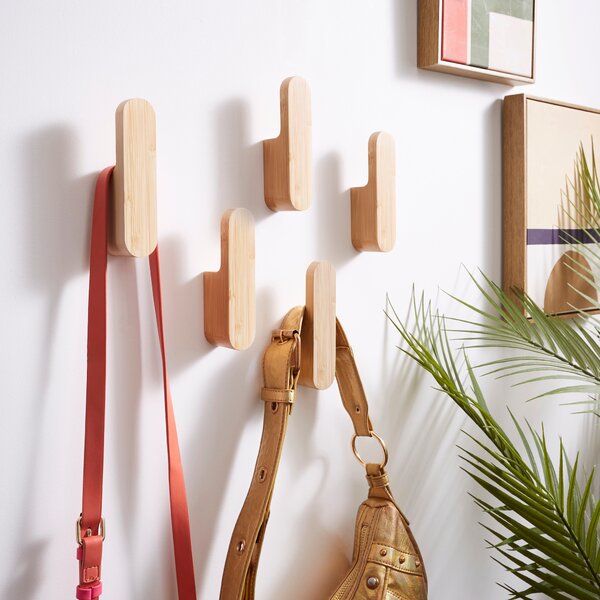 Elements Adam Wooden Block Wall Hanging Hooks Wood (Brown)