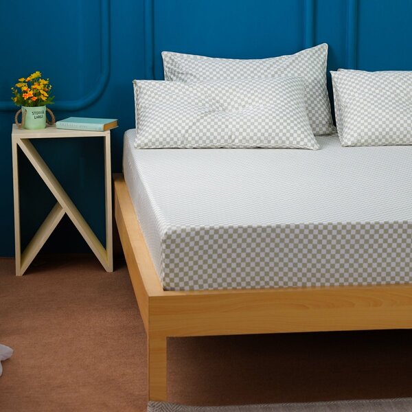 Ackly Bamboo - Sage Green Checkerboard Fitted Sheet, Super King