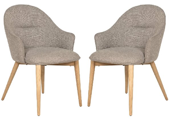 Edmonton Latte Fabric Dining Chairs With Oak Legs In Pair