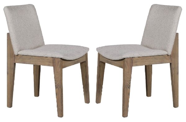 Fenwick Natural Wooden Dining Chairs With Fabric Seat In Pair