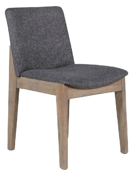 Fenwick Wooden Dining Chair With Fabric Seat In Dark Grey