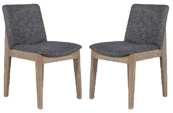 Fenwick Dark Grey Wooden Dining Chair With Fabric Seat In Pair