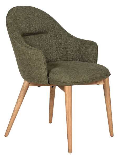 Edmonton Fabric Dining Chair With Oak Legs In Green