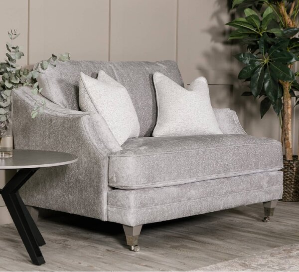 Enmore Velvet 2 Seater Sofa With 2 Scatter Cushions In Silver