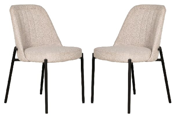 Ferndale Natural Fabric Dining Chairs With Black Legs In Pair