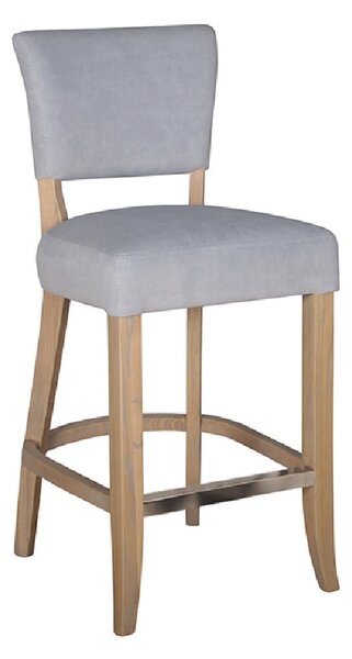 Dothan Velvet Bar Chair With Oak Legs In Light Grey