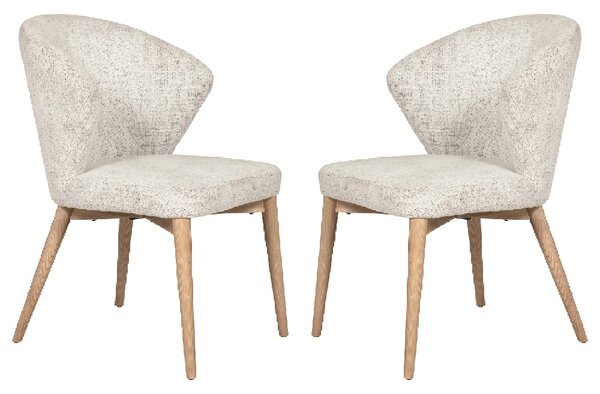 Elkhorn Natural Fabric Dining Chairs With Oak Legs In Pair