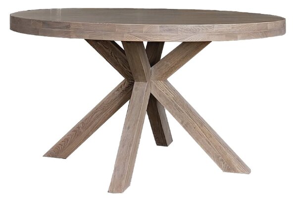 Fenwick Wooden Round Dining Table In Smoked Oak