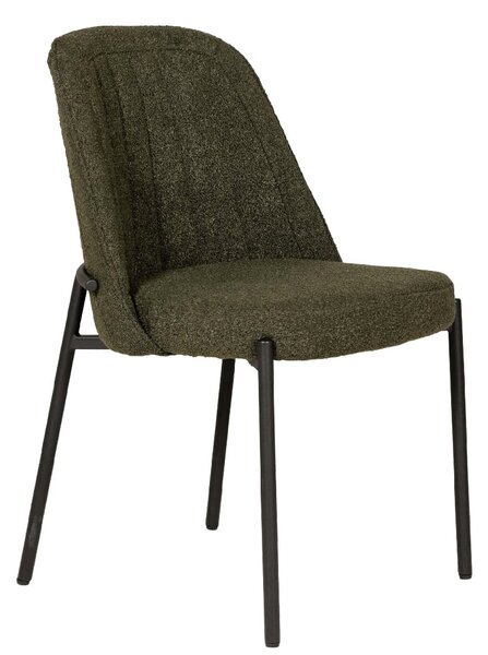 Ferndale Fabric Dining Chair With Black Legs In Green