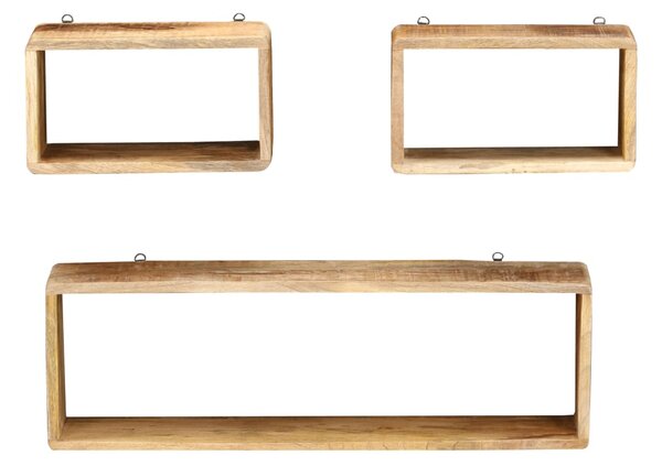 3 Piece Wall Cube Shelf Set Soild Mango Wood