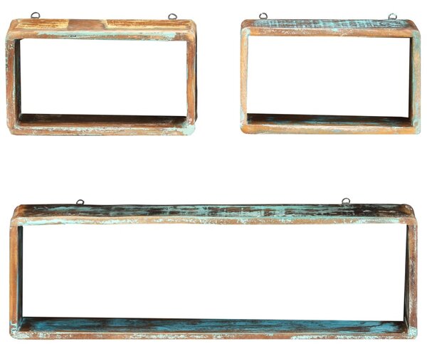 3 Piece Wall Cube Shelf Set Soild Reclaimed Wood