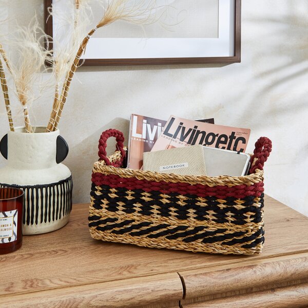 Seagrass Rectangle Storage Basket Red Red