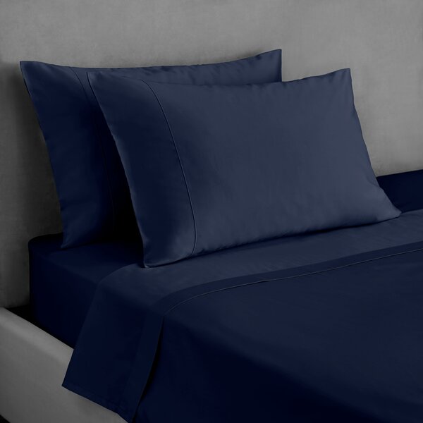 Dorma Egyptian Cotton 400 Thread Count Percale Standard Pillowcase Dark Blue